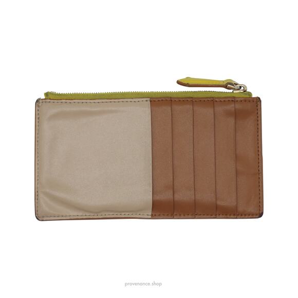 🔴 Fendi Zip Card Holder Wallet - Yellow Patchwork Leather - Picture 2 of 9